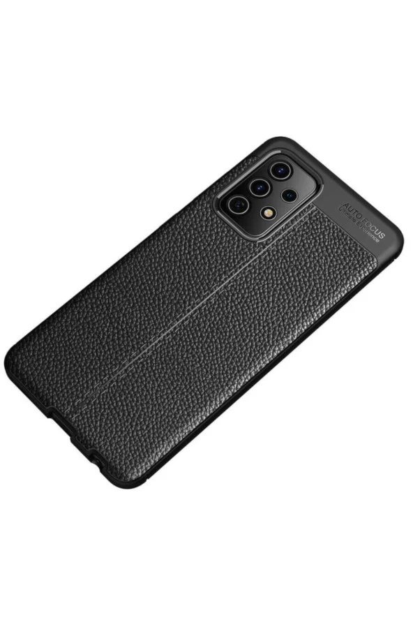 Galaxy A52 Uyumlu Siyah  Niss Silikon Deri Görünümlü Kılıf - Resim 4