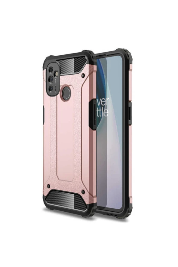 Oneplus Nord N100 Uyumlu Kılıf Shockproof Slikon Zırh Rose Gold