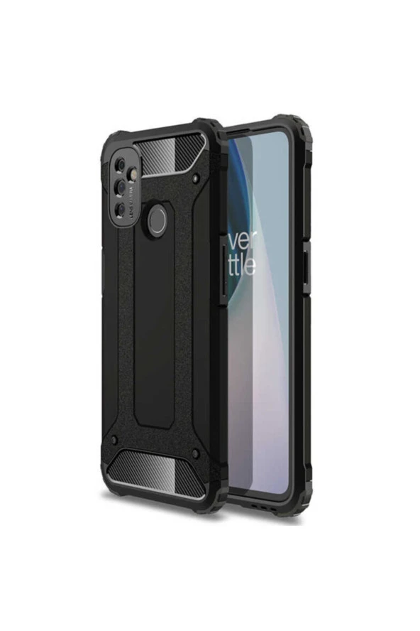 Oneplus Nord N100 Uyumlu Shockproof Slikon Zırh Siyah Kılıf ürün görseli