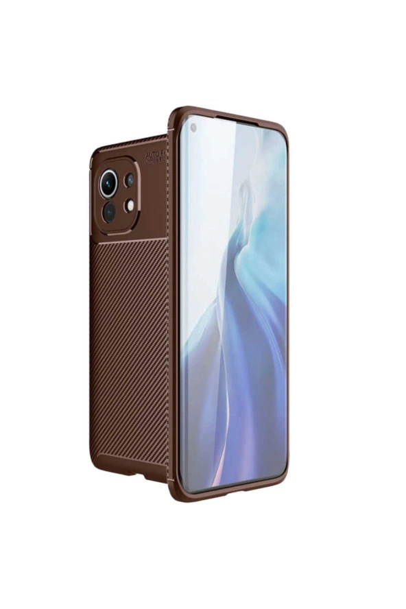 Xiaomi Mi 11 Uyumlu Kılıf Karbon Delüx Tpu Silikon Kahverengi ürün görseli