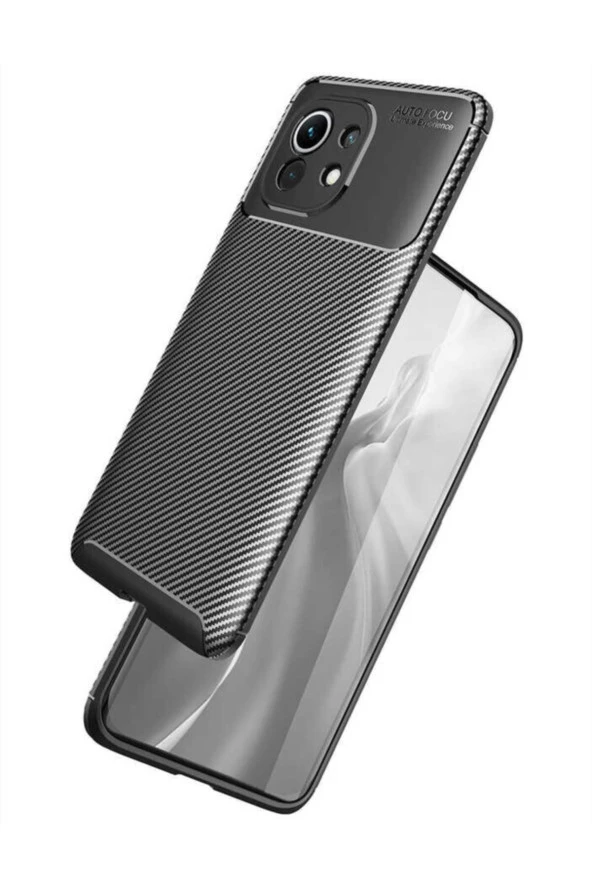 Xiaomi Mi 11 Uyumlu Kılıf Karbon Delüx Tpu Silikon Kahverengi - Resim 2