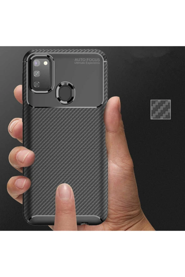 Galaxy M21 Kılıf Karbon Delüx Tpu Silikon Lacivert - Resim 3