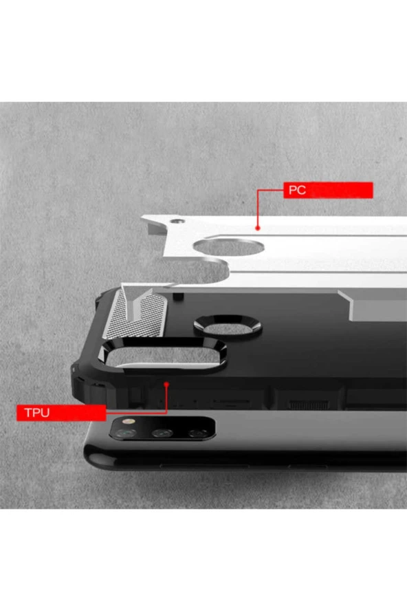 Galaxy M21 Kılıf Shockproof Slikon Zırh Kırmızı - Resim 3