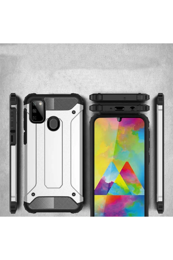 Galaxy M21 Kılıf Shockproof Slikon Zırh Gold - Resim 2