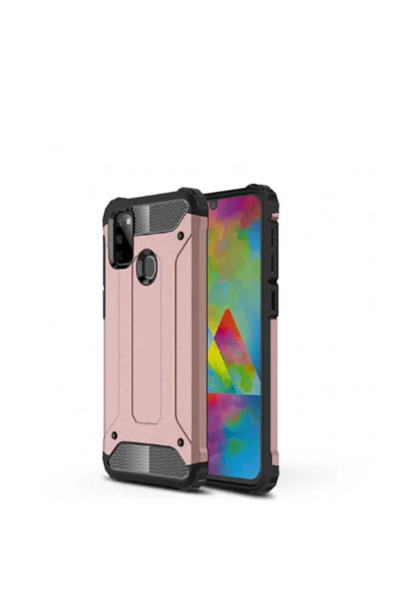 Galaxy M21 Kılıf Shockproof Slikon Zırh Rosegold ürün görseli