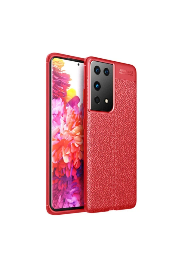 Galaxy S21 Ultra Kılıf Niss Silikon Deri Görünümlü Kırmızı ürün görseli