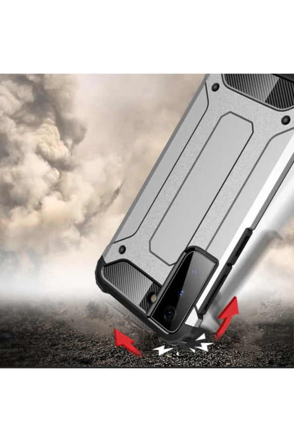 Galaxy S21 Plus Kılıf Shockproof Slikon Zırh Rosegold - Resim 3