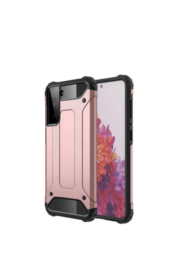 Galaxy S21 Kılıf Shockproof Slikon Zırh Rosegold ürün görseli