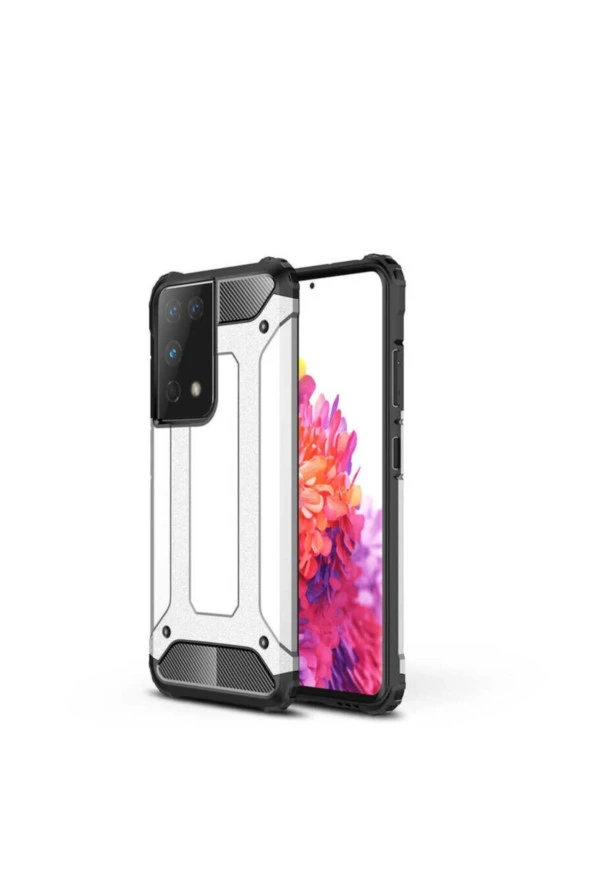 Galaxy S21 Ultra Kılıf Shockproof Slikon Zırh Gri