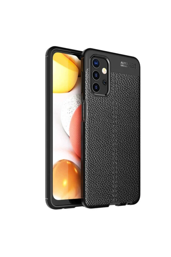 Galaxy A32 Uyumlu Niss Silikon Deri Görünümlü Siyah Kılıf