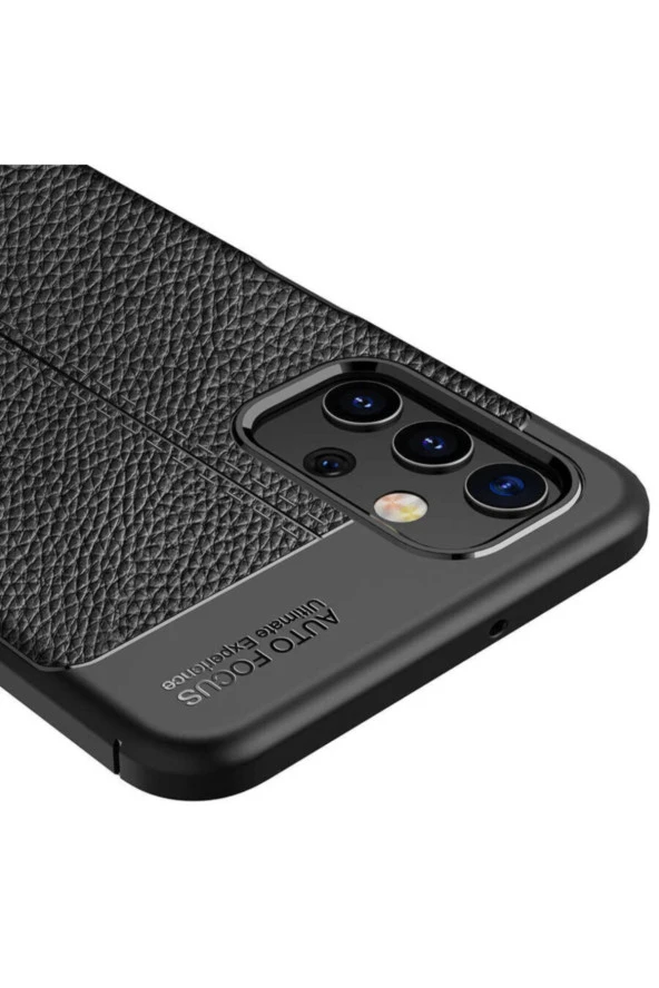 Galaxy A32 Uyumlu Niss Silikon Deri Görünümlü Siyah Kılıf - Resim 2