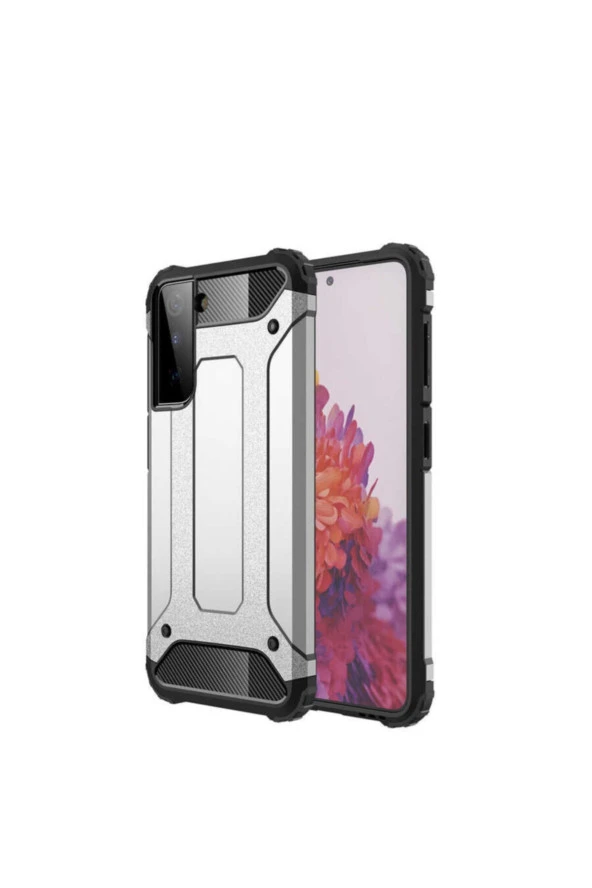 Galaxy S21 Kılıf Shockproof Slikon Zırh Gri
