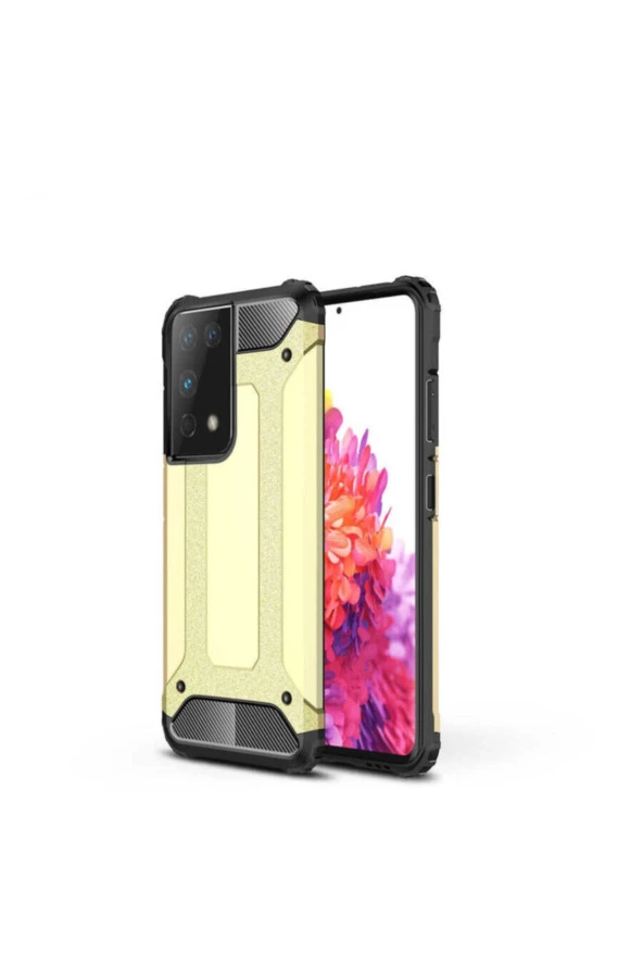 Galaxy S21 Ultra Kılıf Shockproof Slikon Zırh Gold ürün görseli