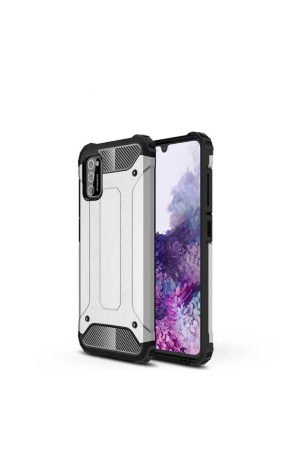 Galaxy A02s Kılıf Shockproof Slikon Zırh Gri