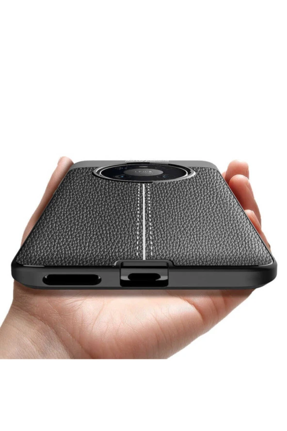 Mate 40 Pro Uyumlu Kılıf Niss Silikon Deri Görünümlü Siyah - Resim 4