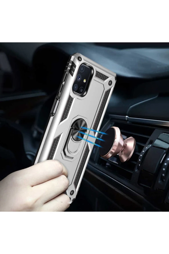 Galaxy M51 Kılıf Shockproof Yüzük Tutuculu Vega Gri - 3