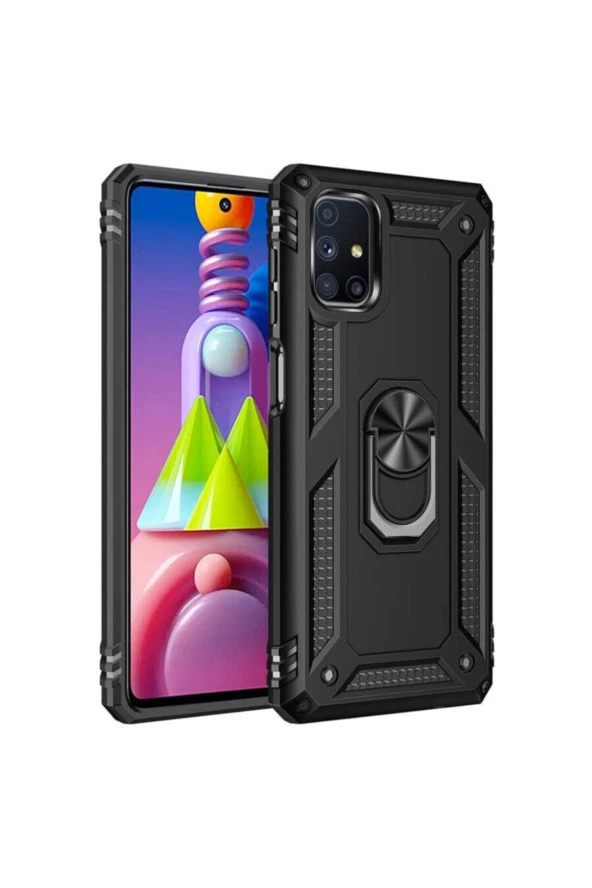 Galaxy M51 Kılıf Shockproof Yüzük Tutuculu Vega Siyah ürün görseli 1