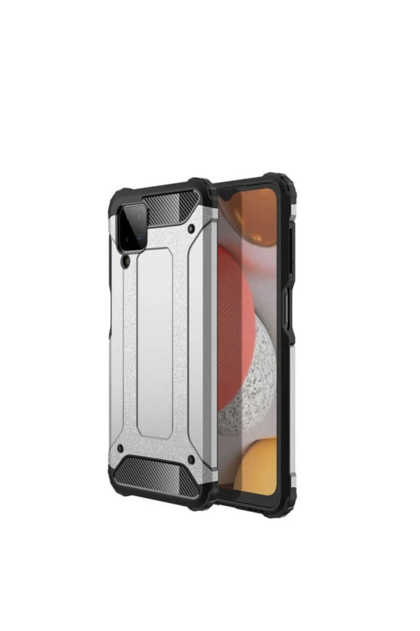 Galaxy A12 Kılıf Shockproof Slikon Zırh Gri ürün görseli