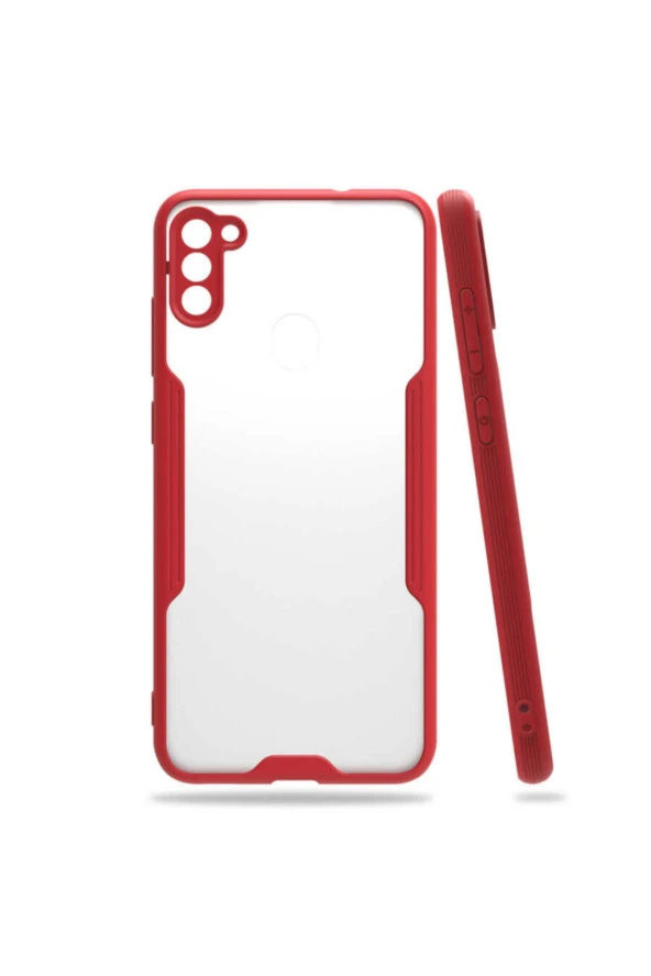 Galaxy M11 Renkli Kenar Perfe Tpu Silikon Kılıf Kırmızı ürün görseli