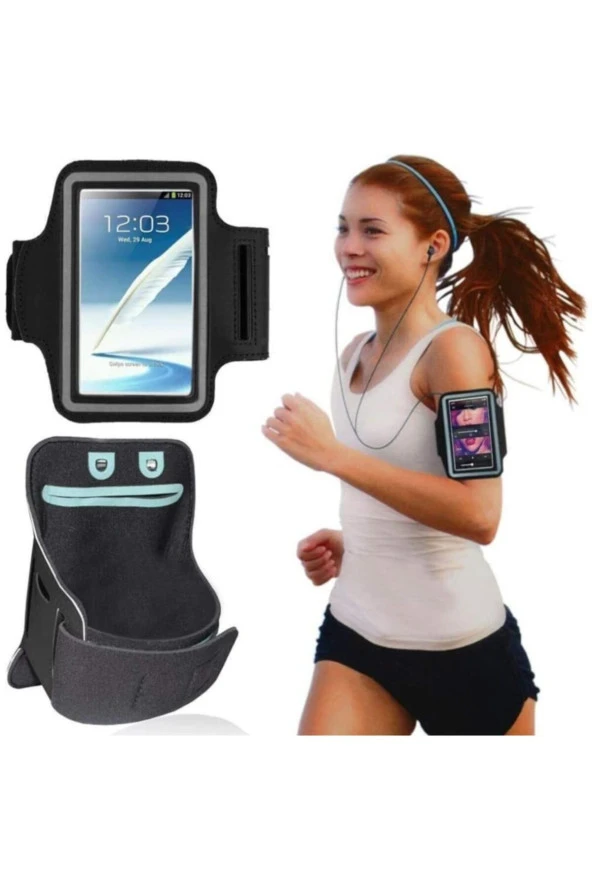 5.5 Inch Universal Cep Telefonu Kılıf Kol Bandı Neopren Kumaş Siyah - Resim 2