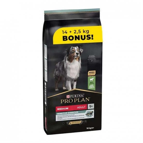 Pro Plan Medium Adult Kuzu Etli Orta Irk Yetişkin Köpek Maması 14+2,5 Kg ürün görseli 1