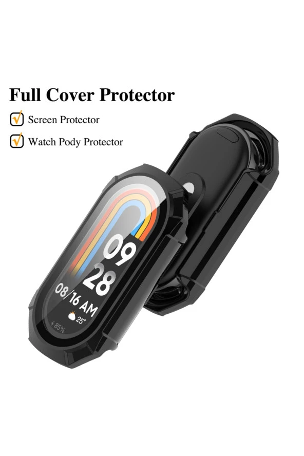 Xiaomi Mi Band 8 Ile Uyumlu Sert Pc Kasa Korumalı Gard Çerçeve Siyah - Resim 3