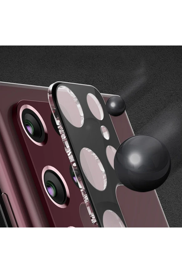 Galaxy S23 Ultra Ile Uyumlu Kamera Lens Koruma Ile Uyumlu Halcyon Tam Kaplayan Kamera Koruma Siyah - Resim 3