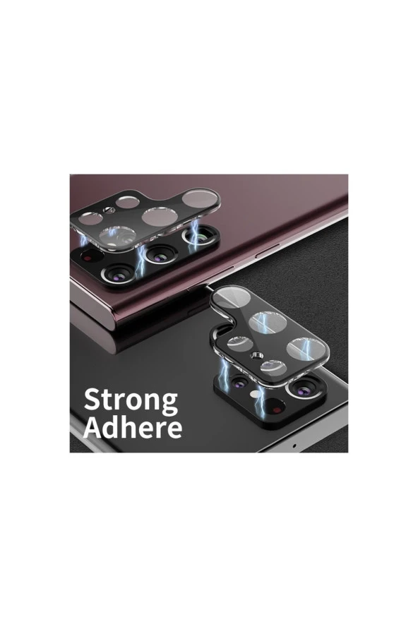 Galaxy S23 Ultra Ile Uyumlu Kamera Lens Koruma Ile Uyumlu Halcyon Tam Kaplayan Kamera Koruma Siyah - Resim 2