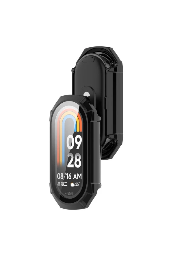 Xiaomi Mi Band 8 Ile Uyumlu Sert Pc Kasa Korumalı Gard Çerçeve Siyah ürün görseli