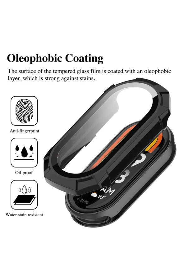 Xiaomi Mi Band 8 Ile Uyumlu Sert Pc Kasa Korumalı Gard Çerçeve Şeffaf - 4