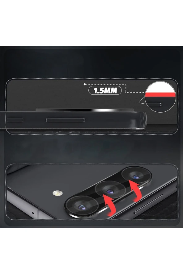 Galaxy S23 Plus Ile Uyumlu Kamera Lens Koruma Ile Uyumlu Halcyon Tam Kaplayan Kamera Koruma Siyah - Resim 3