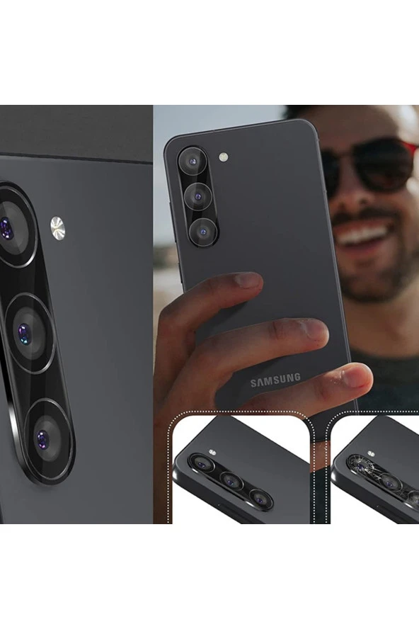 Galaxy S23 Plus Ile Uyumlu Kamera Lens Koruma Ile Uyumlu Halcyon Tam Kaplayan Kamera Koruma Siyah - Resim 4