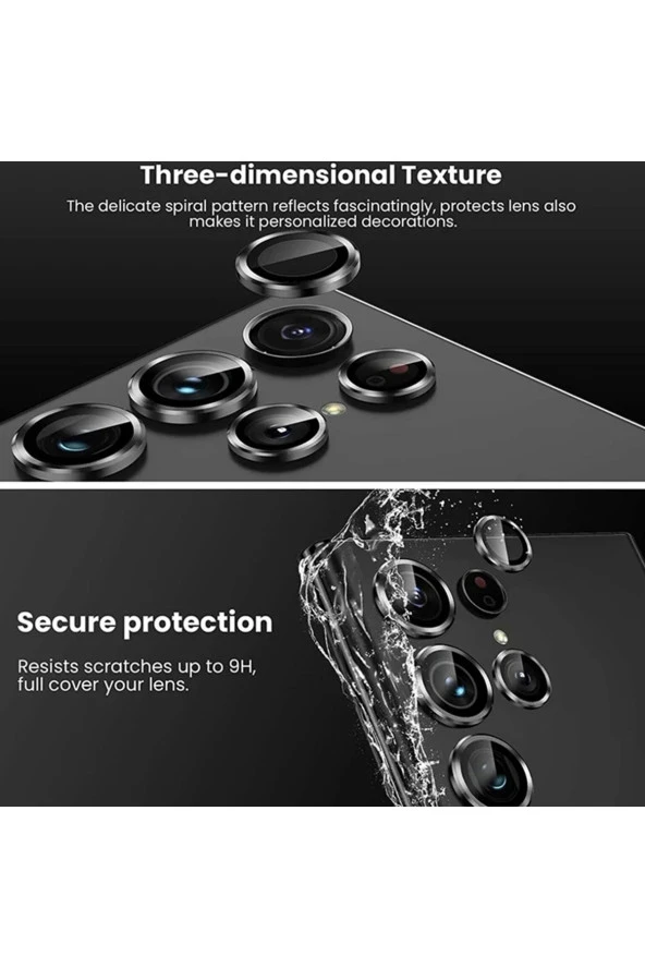 Galaxy S23 Ultra Ile Uyumlu Kamera Lens Koruyucu Ineffable Kamera Lens Koruma Siyah - 4
