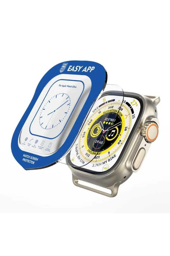Apple Watch Ultra Ile Uyumlu 49mm Easy Temperli Cam Ekran Koruyucu Renksiz