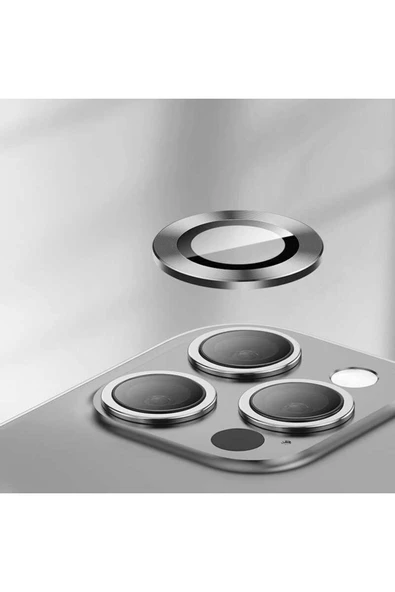 Iphone 14 Ile Uyumlu Profesyonel Kamera Lens Koruma Camcov Gümüş - Resim 4