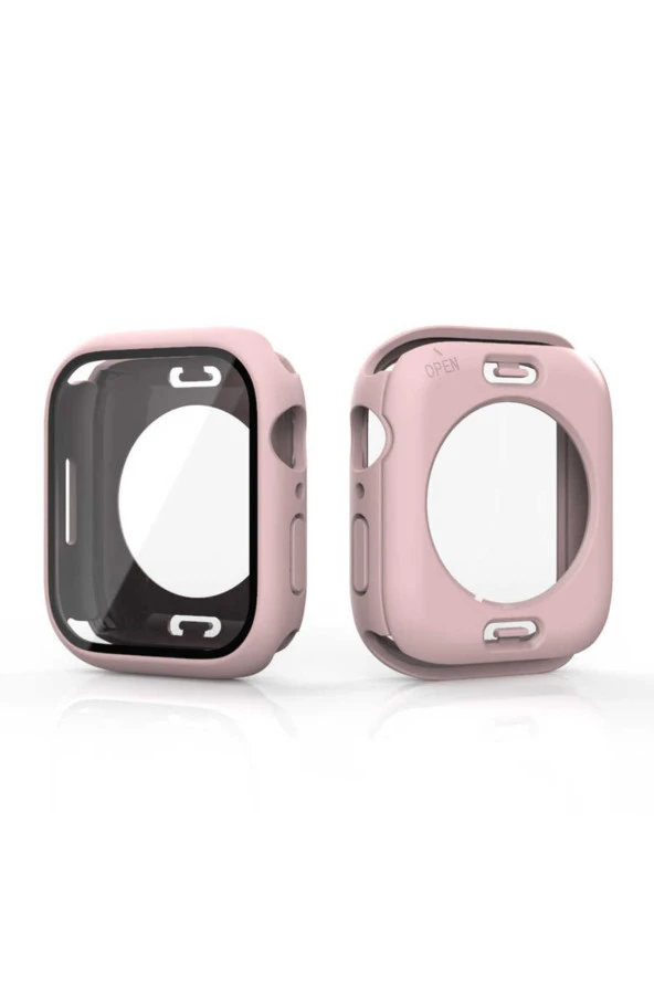 Apple Watch Ile Uyumlu 44mm 360 Derece Korumalı Kasa Ve Ekran Koruma Sempiternal Watch Gard Pembe - Resim 4