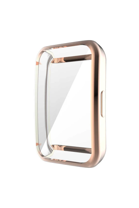 Huawei Band 7 Ile Uyumlu Tpu Çerçeveli Tam Kapatan Ekran Koruyucu Çerçeve Kılıf Rosegold - Resim 2
