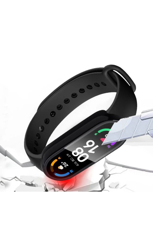 Xiaomi Mi Band 7 Ile Uyumlu Tam Kapatan Önü Kapalı Serendipity Tempered Ekran Koruma Siyah - Resim 3
