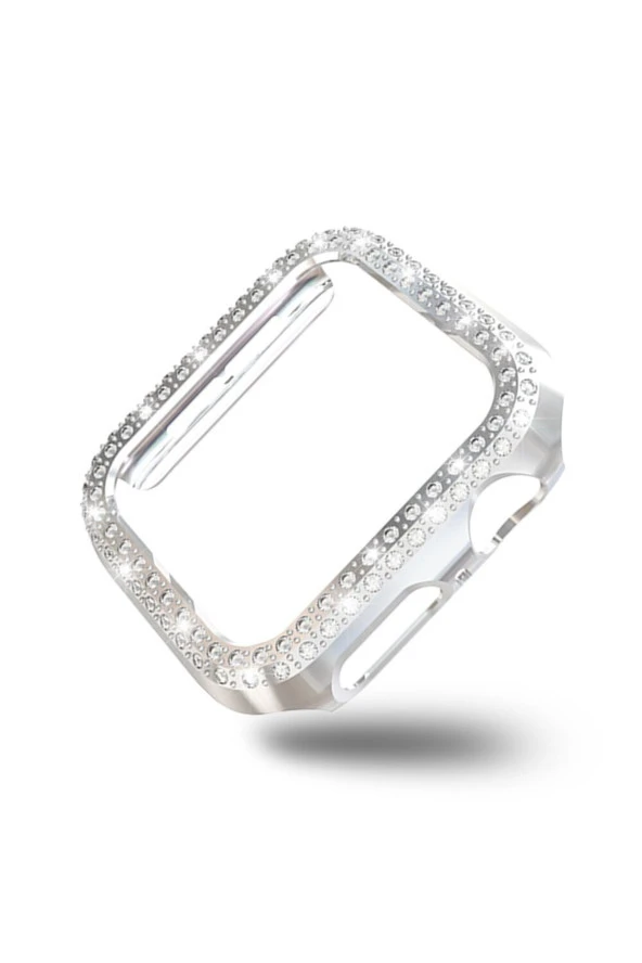 Apple Watch 4 38mm Ile Uyumlu Sert Çerçeve Diamond Kapak Apple Watch 4 38 Koruyucu Kılıf Gümüş ürün görseli