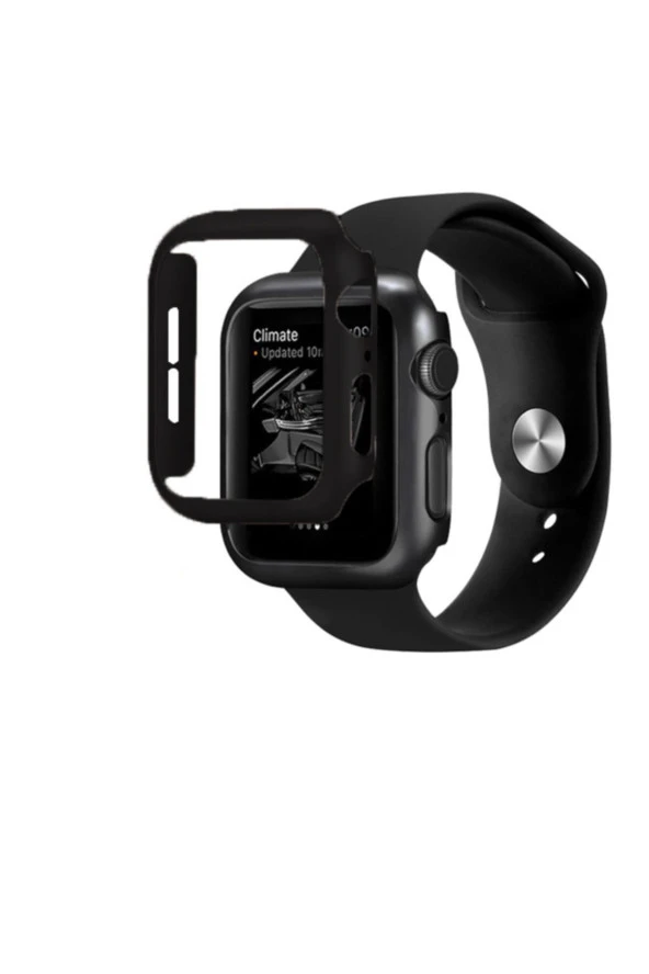 Watch 7 Uyumlu 45 mm İçin Tpu Çerçeveli Ekran Koruyuculu Ön Çerçeve Kılıf Siyah ürün görseli