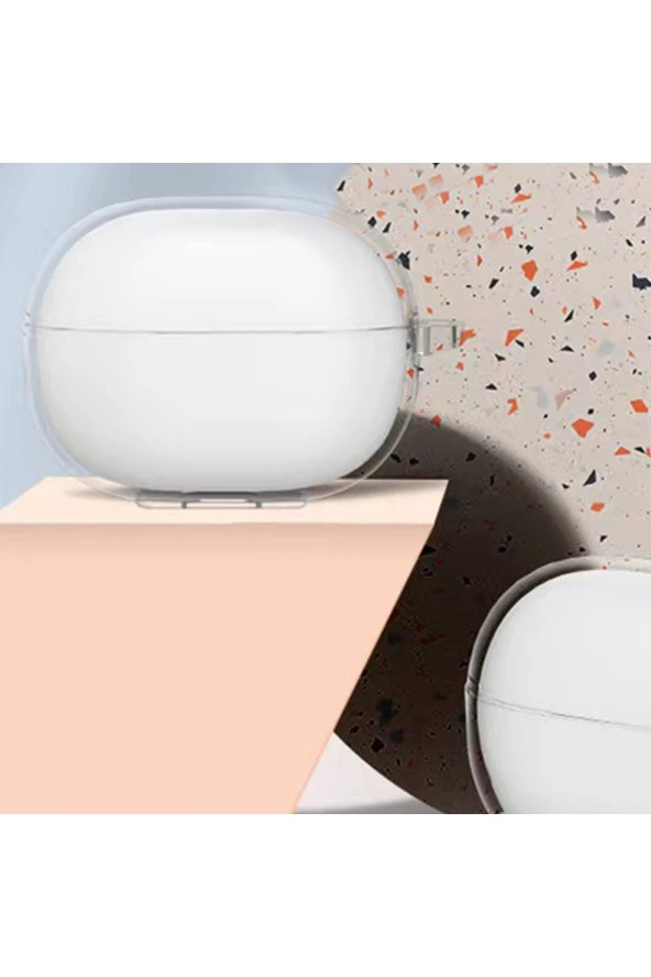 Xiaomi Redmi Buds 3 Lite Ile Uyumlu Şeffaf Silikon Kılıf Tam Koruma Kancalı Anahtarlık Silikon Kılıf - 3