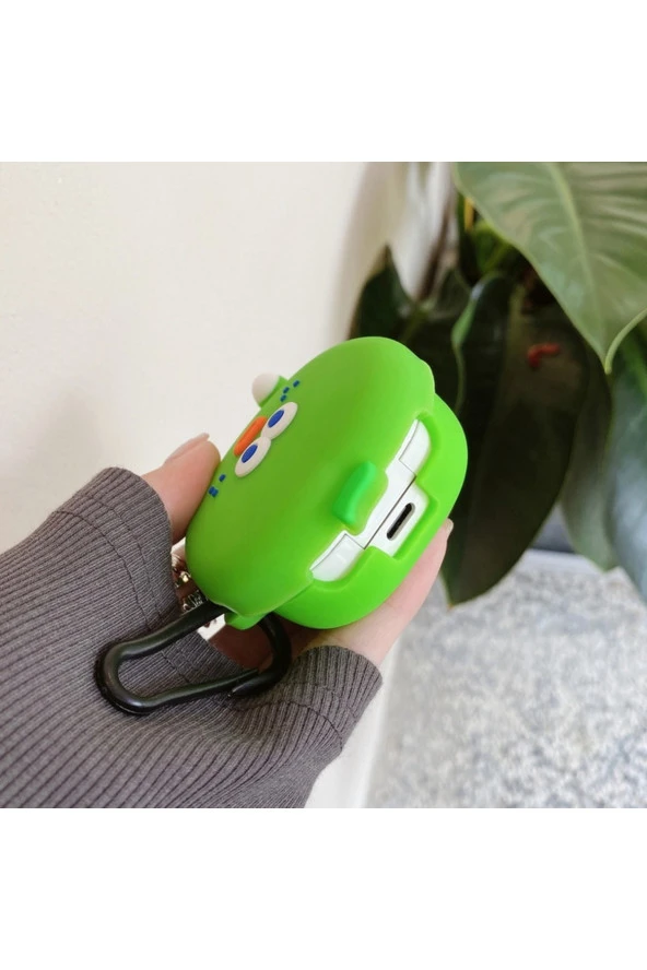 Samsung Galaxy Buds Live Ile Uyumlu Karakter Görünümlü Cartoon Kılıf Green Tomato - Resim 2