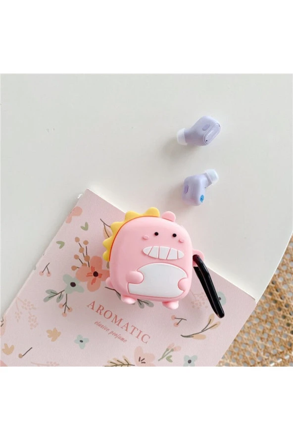 Samsung Galaxy Buds Live Ile Uyumlu Karakter Görünümlü Cartoon Kılıf Pink Monster - Resim 2
