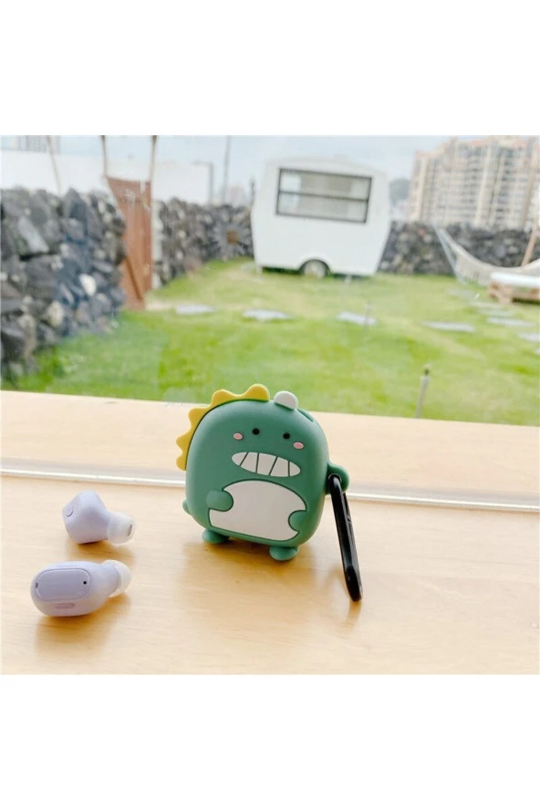 Samsung Galaxy Buds Live Ile Uyumlu Karakter Görünümlü Cartoon Kılıf Green Monster - Resim 2