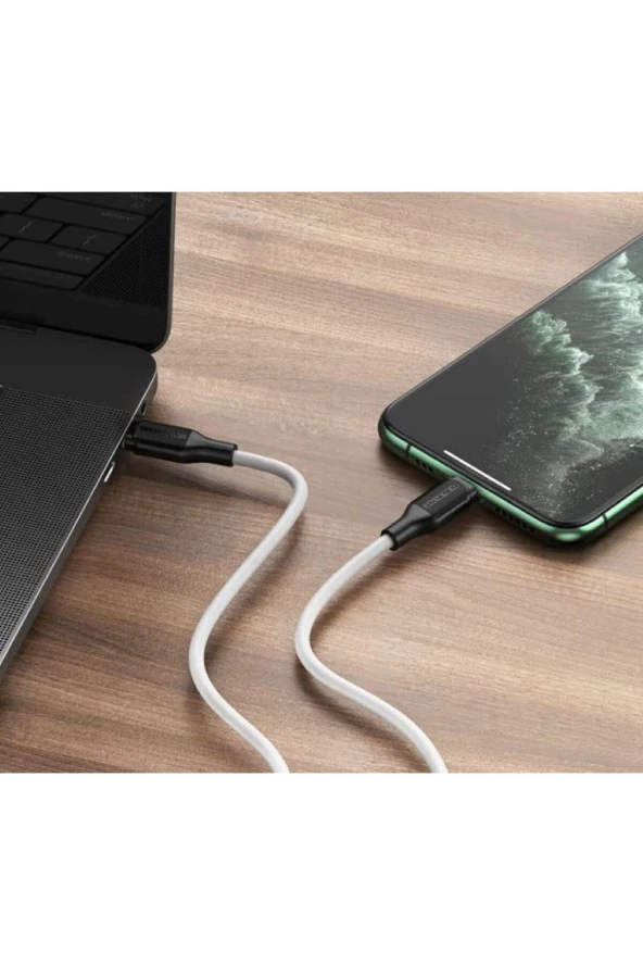 Data ve Şarj Kablo Silikon PD 20W Type-C To Lightning 1 Metre Uzunluk Output 3A BX42 - Resim 3