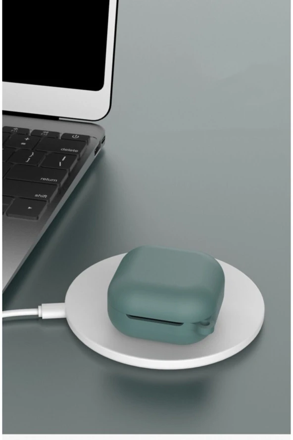 Galaxy Buds Live Çengelli Gri Kılıf Smooth Matte Tpu - Resim 3