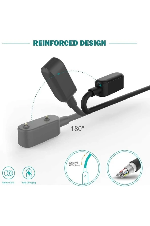 Huawei Honor Band 7/ 4 Pro / Watch Fit /Watch Fit 2-Watch Fit Mini Modeller Uyumlu Usb Şarj Siyah - Resim 4