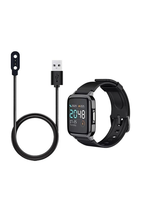 Haylou Ls01,ls02 Solar Ile Uyumlu Siyah Kablolu Smart Akıllı Saat Için Şarj Kablosu - Resim 4