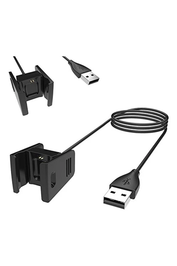 Fitbit Charge 2 Ile Uyumlu Akıllı Saat Usb Şarj Kablosu Siyah - 3
