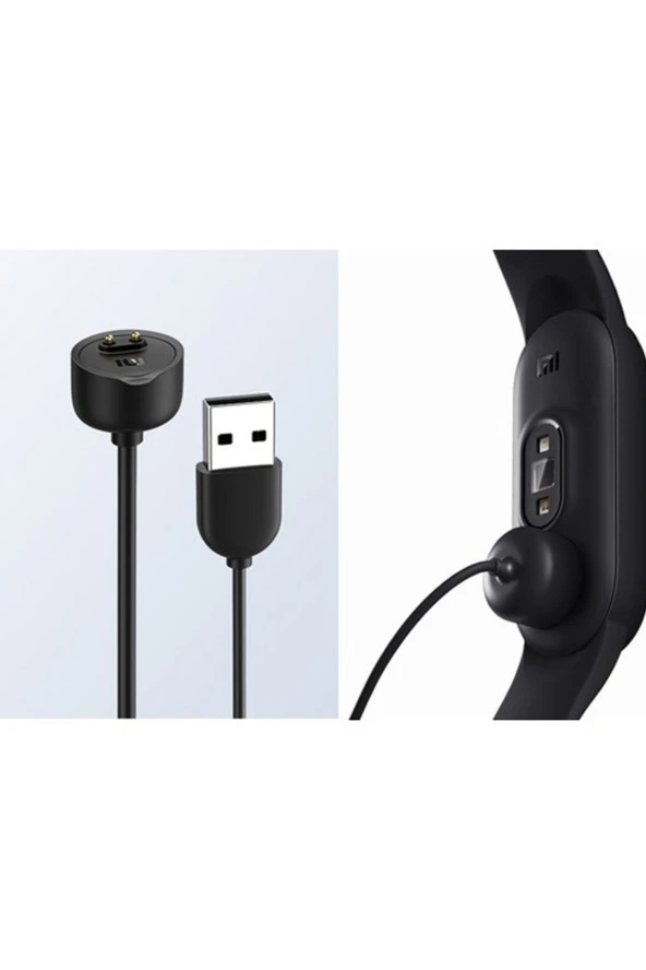 Xiaomi Mi Band 6 Ile Uyumlu Akıllı Saat Şarj Kablosu Manyetik Usb Şarj Aleti Siyah - Resim 3